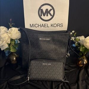 Michael Kors Charcoal Crossbody Bag and Wallet Set